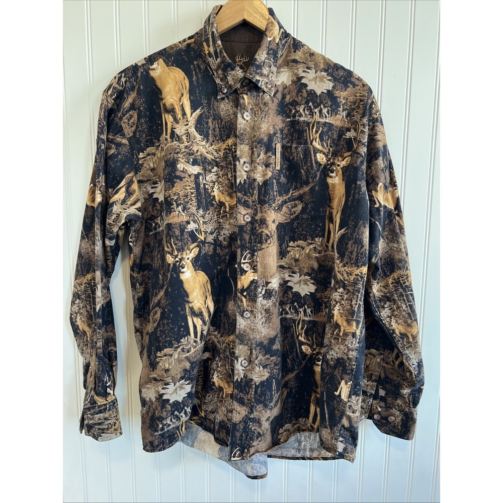 North River Outfitters Mens Button Down Shirt Deer Hunting Long Sleeve Medium - Picture 1 of 10